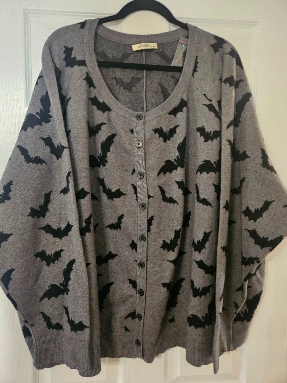 Zapelle Bat Print Button-Up Cardigan